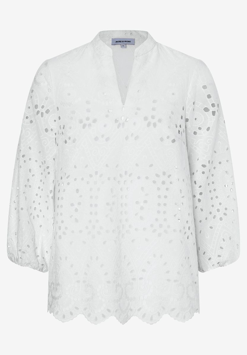 V-Ausschnitt Bluse mit Lochstickerei