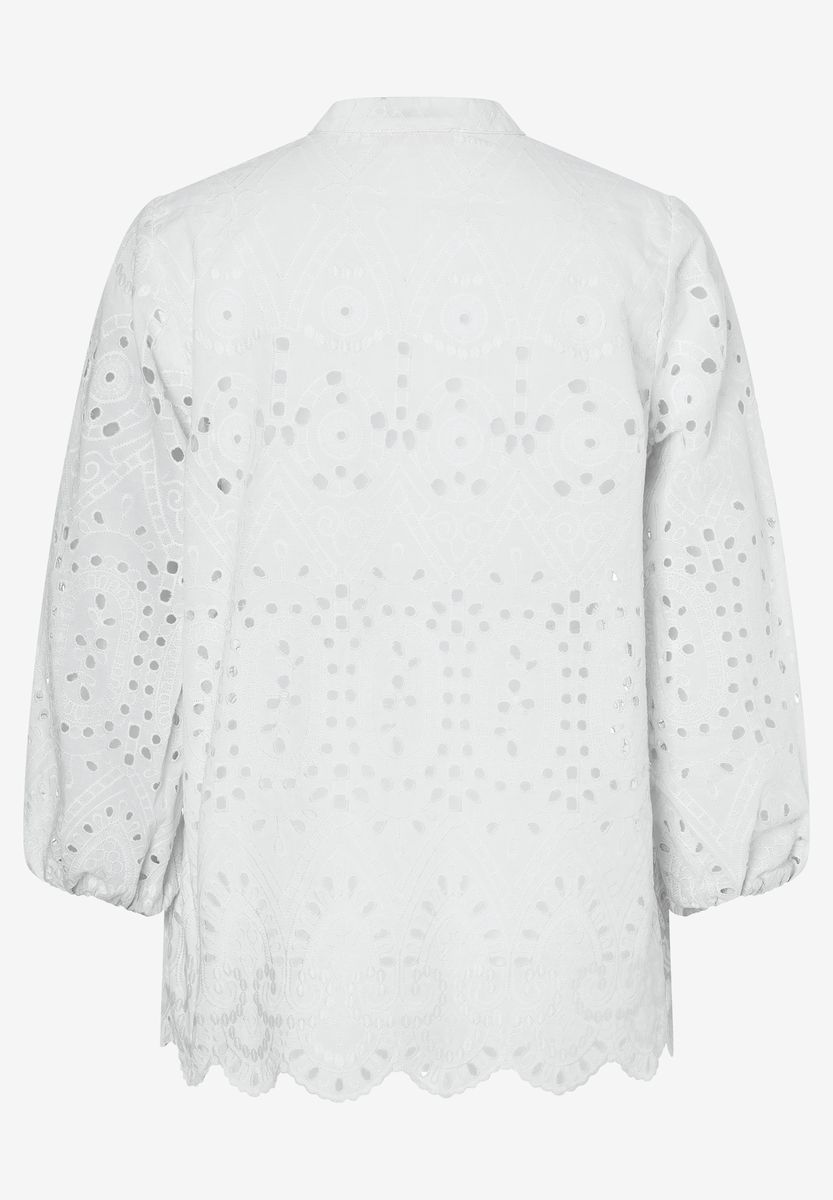 V-Ausschnitt Bluse mit Lochstickerei
