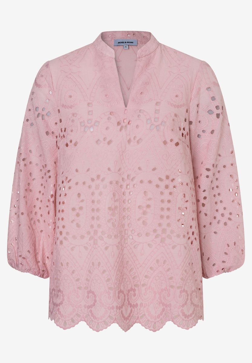 V-Ausschnitt Bluse mit Lochstickerei
