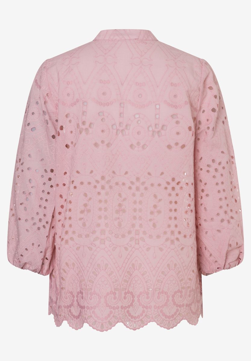 V-Ausschnitt Bluse mit Lochstickerei