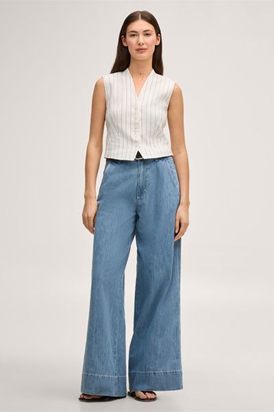 High-Waist Palazzo-Jeans mit weitem Bein