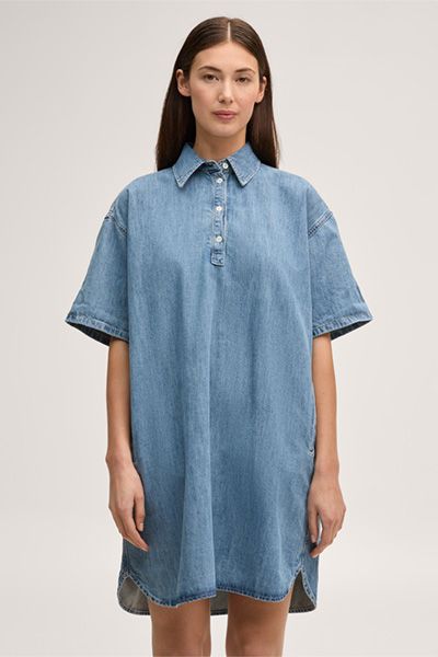 Entspanntes Denim-Polo-Hemdkleid
