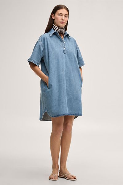 Entspanntes Denim-Polo-Hemdkleid