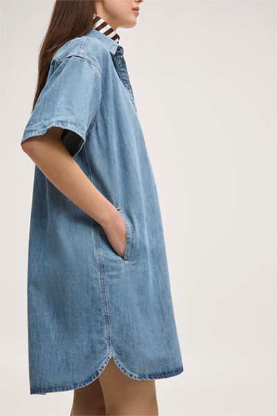 Entspanntes Denim-Polo-Hemdkleid
