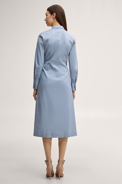 Gürtel-Hemdblusenkleid in Midi-Länge