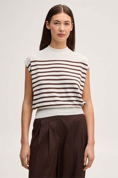 Gestreiftes Seiden-Baumwoll-Stricktop