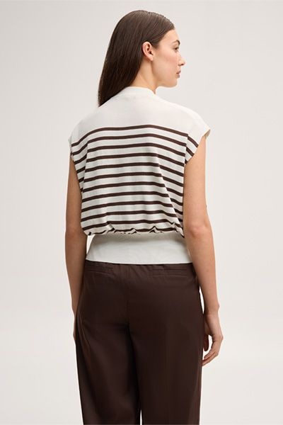 Gestreiftes Seiden-Baumwoll-Stricktop