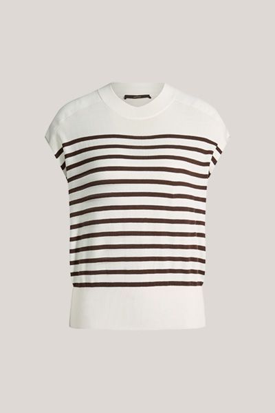 Gestreiftes Seiden-Baumwoll-Stricktop