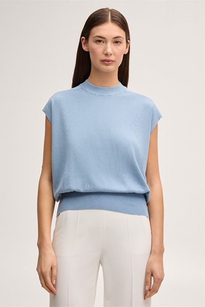 Stricktop aus Seiden-Baumwoll-Mix