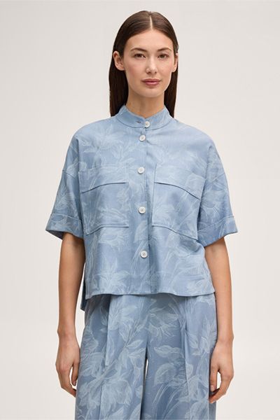 Florale Bluse mit Stehkragen
