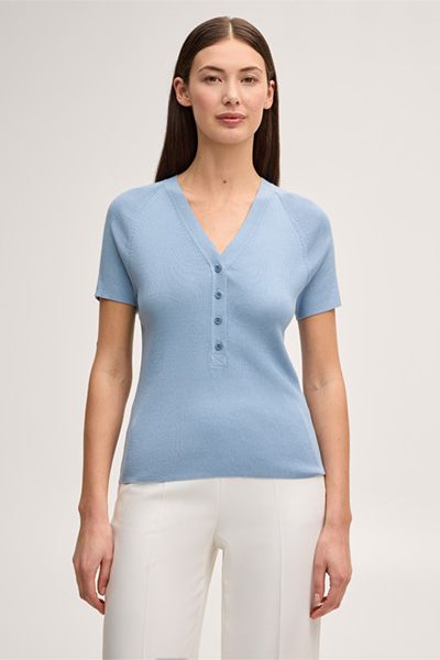 Rippstrick-Shirt aus Seide-Baumwolle
