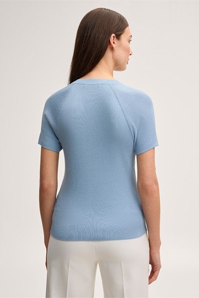 Rippstrick-Shirt aus Seide-Baumwolle