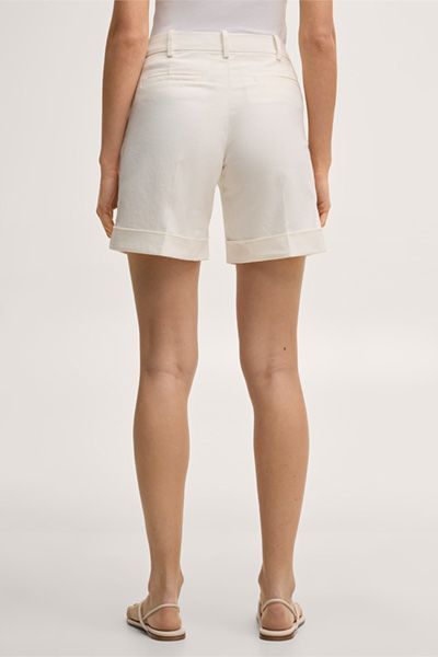 Baumwollshorts mit Bundfalten und Umschlag