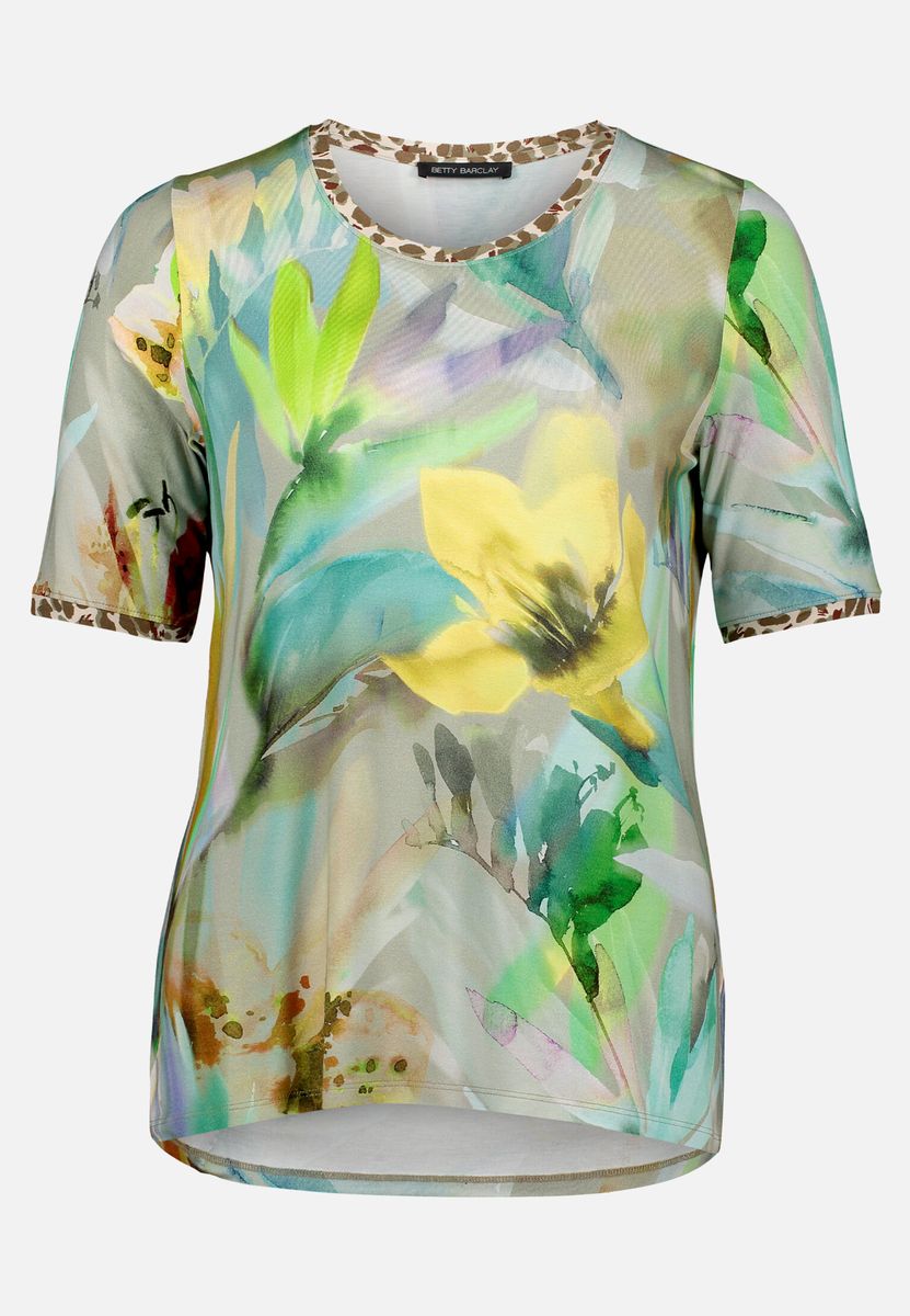 Florales Printshirt mit Leo-Besatz