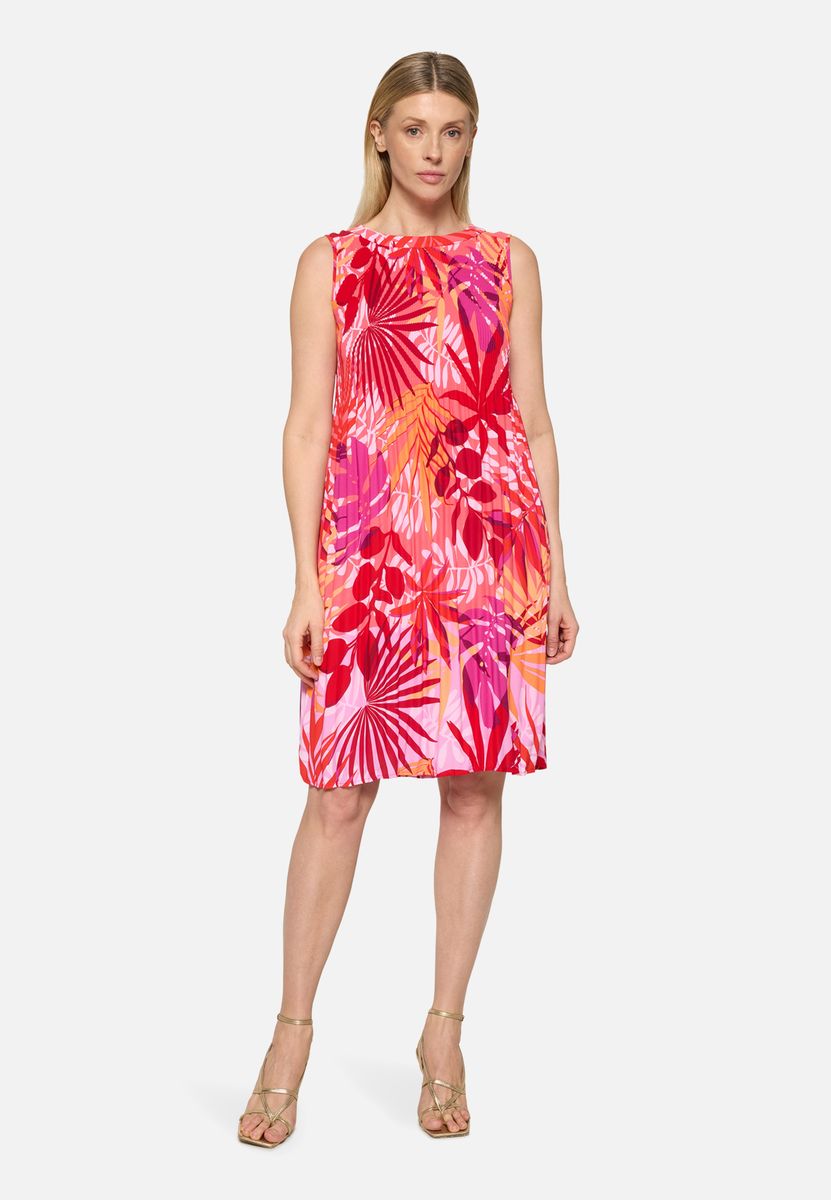 Plisseekleid mit tropischem Print
