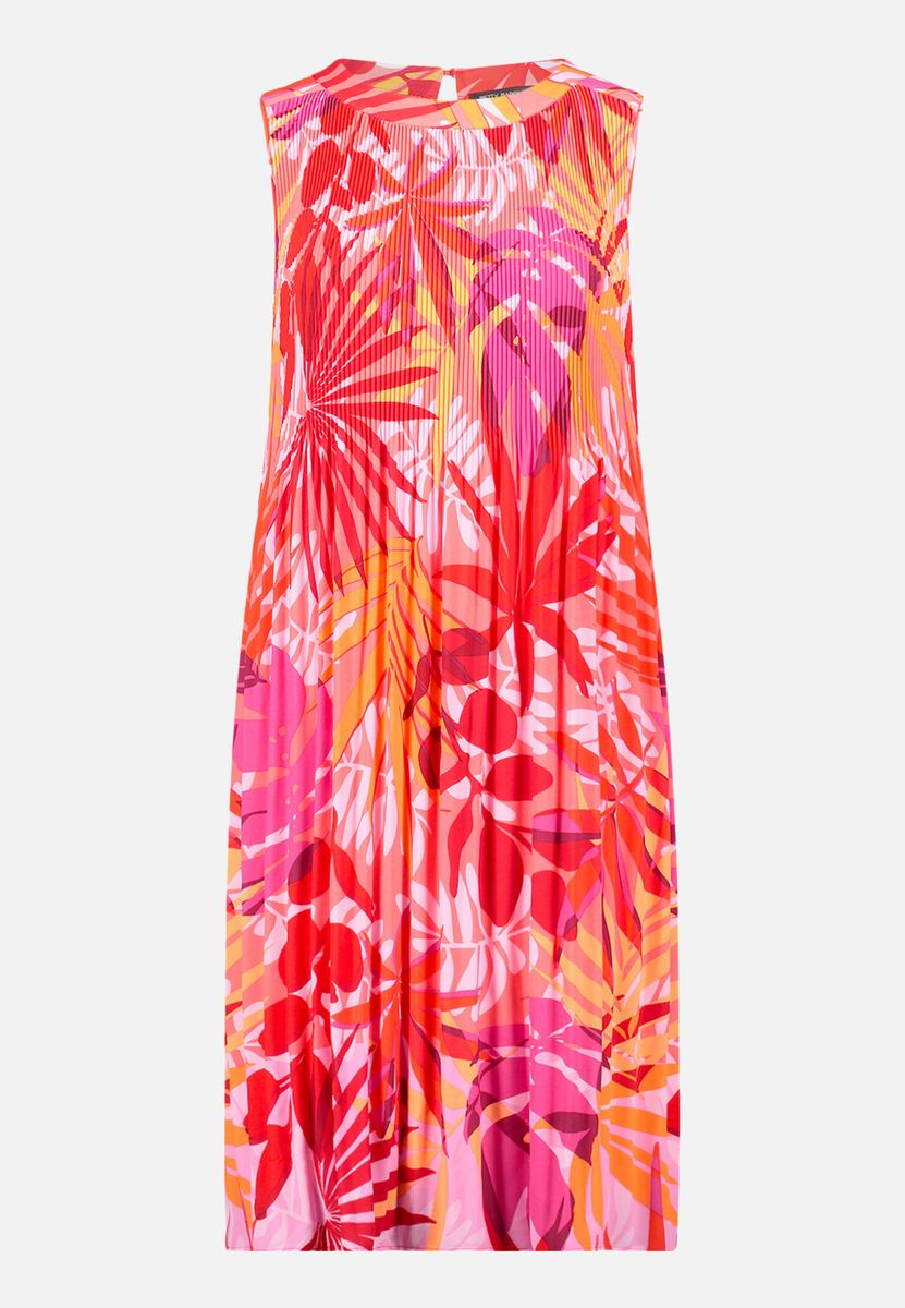 Plisseekleid mit tropischem Print