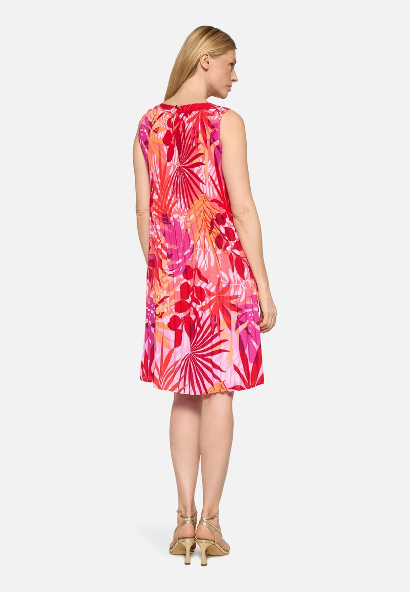 Plisseekleid mit tropischem Print