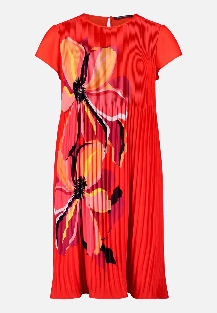 Plisseekleid mit großem Blumenmuster