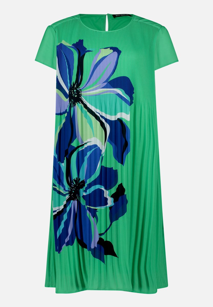 Kurzärmeliges Plisseekleid mit Blumenmuster