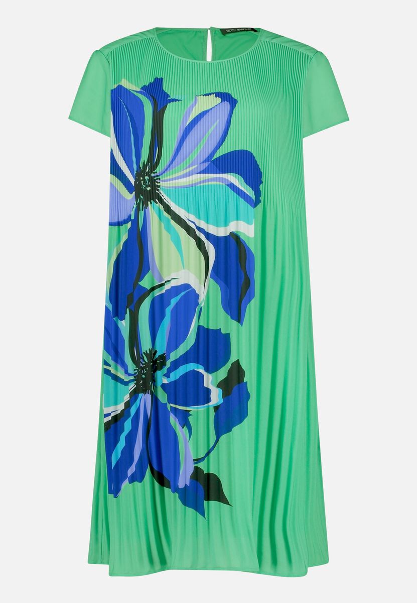 Kurzärmeliges Plisseekleid mit Blumenmuster