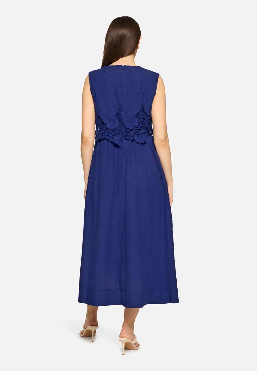 Besticktes Midikleid mit Spitzen-Overlay