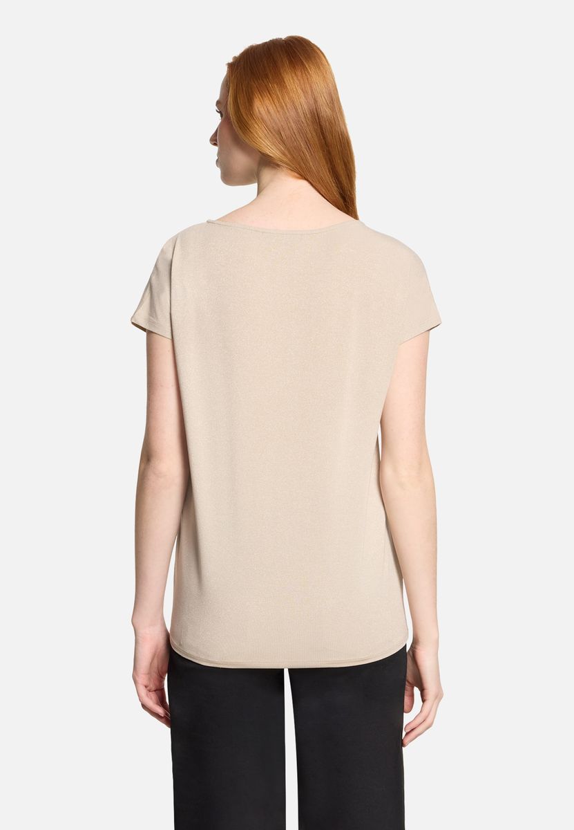 Glitzershirt mit Schriftzug und Saumknoten