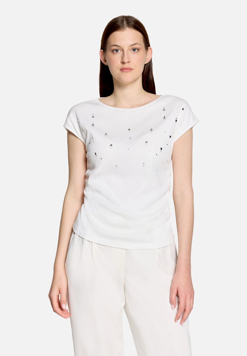 Verziertes Rippshirt mit Flügelärmeln