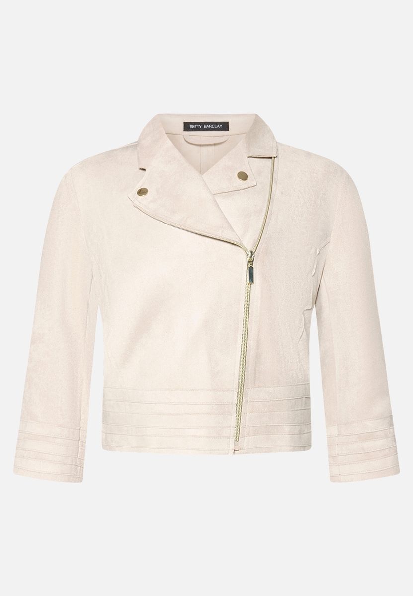 Kurze Bikerjacke aus Wildleder-Imitat