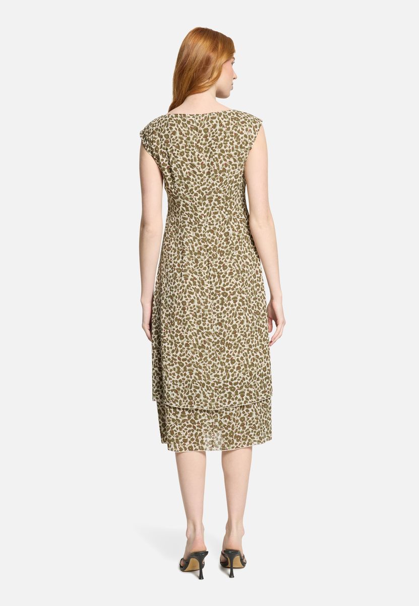 Gestuftes Chiffon-Kleid mit Leopardenmuster