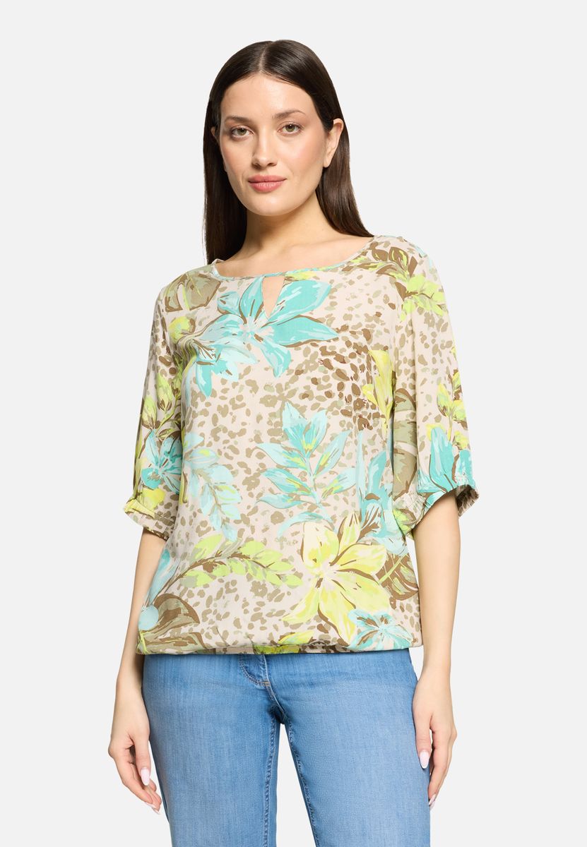 Bluse mit Blumen- und Leopardenmuster
