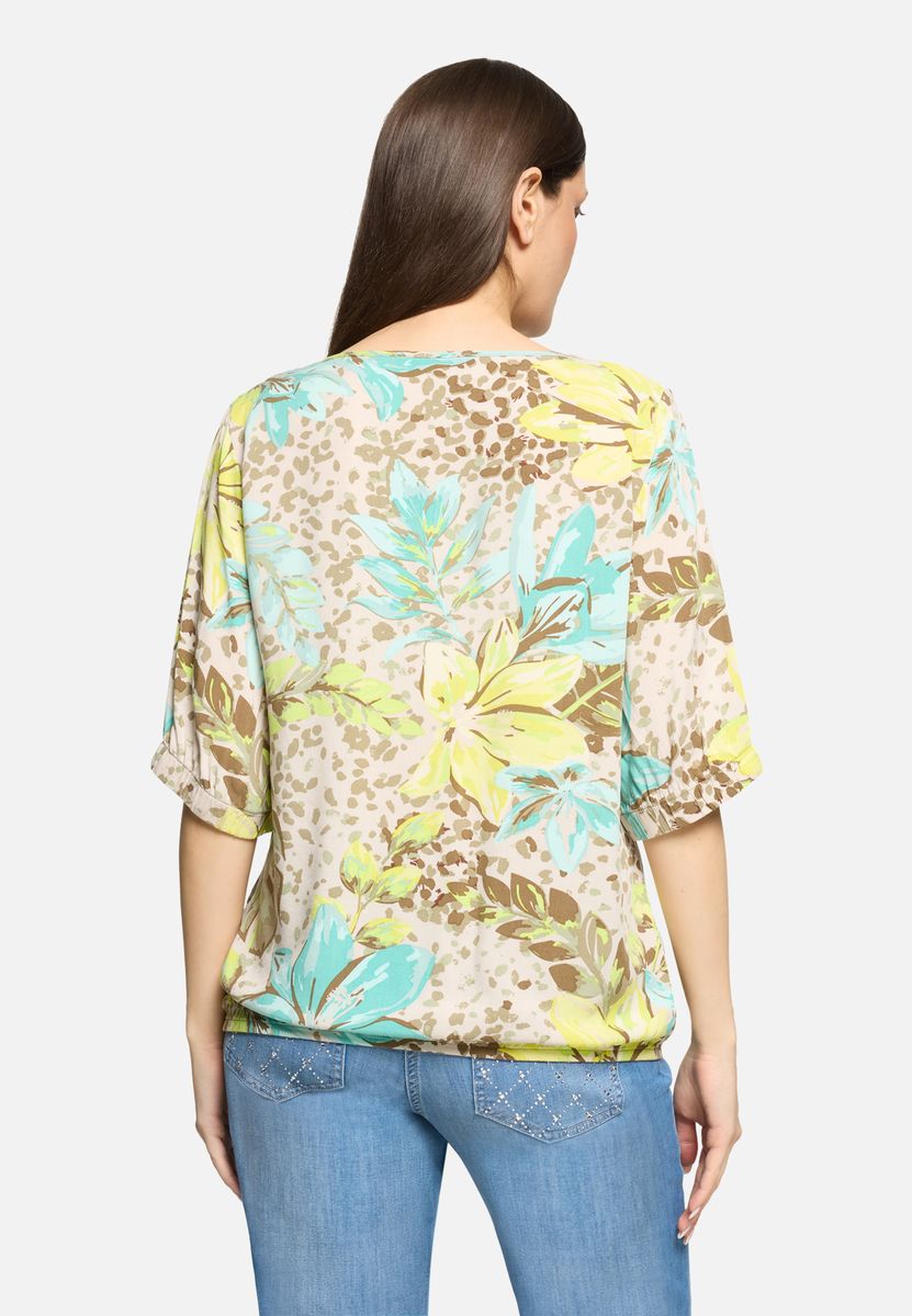 Bluse mit Blumen- und Leopardenmuster