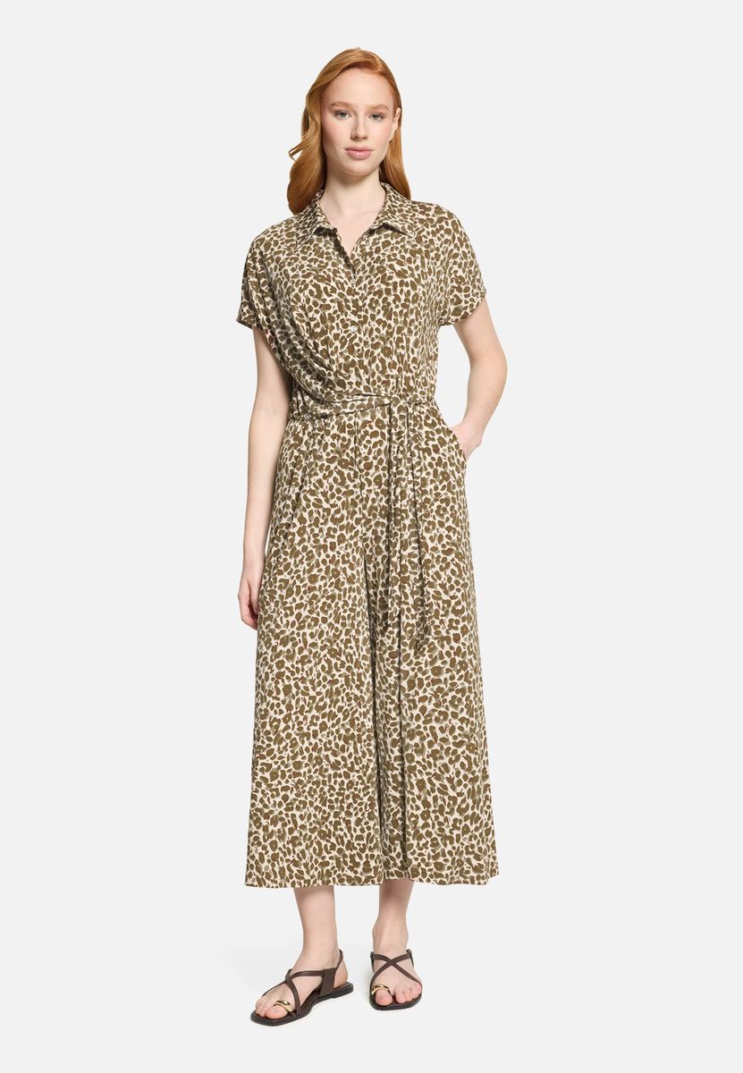 Kurzarm-Jumpsuit mit Animal-Print