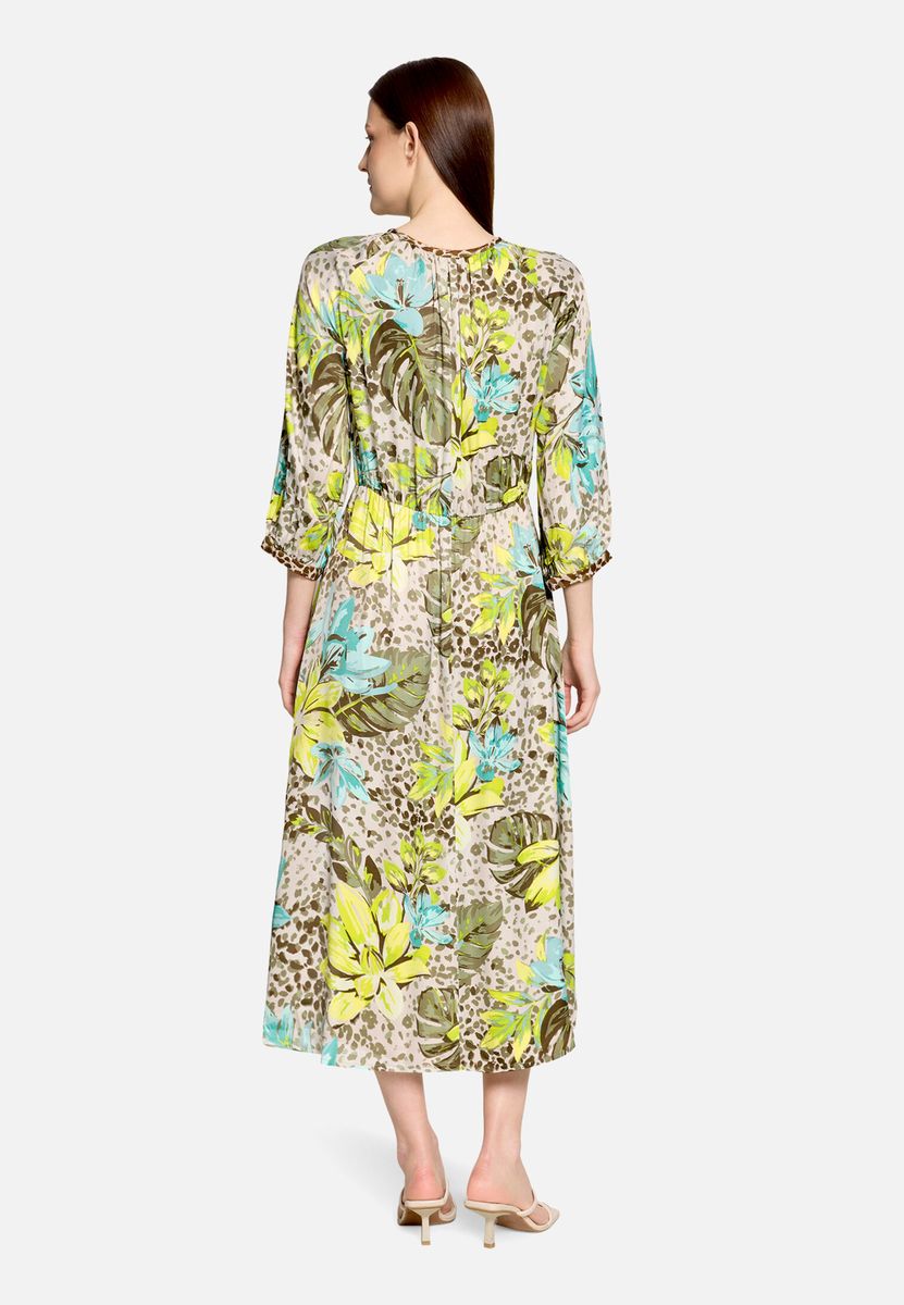Midi-Sommerkleid mit Tropen- und Animalprint