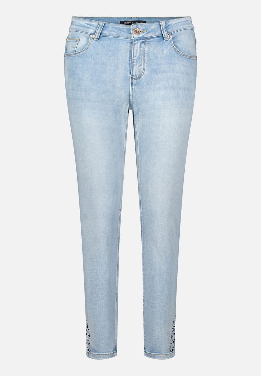 Schmal geschnittene 7/8-Jeans mit Strass