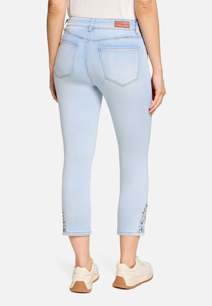 Schmal geschnittene 7/8-Jeans mit Strass