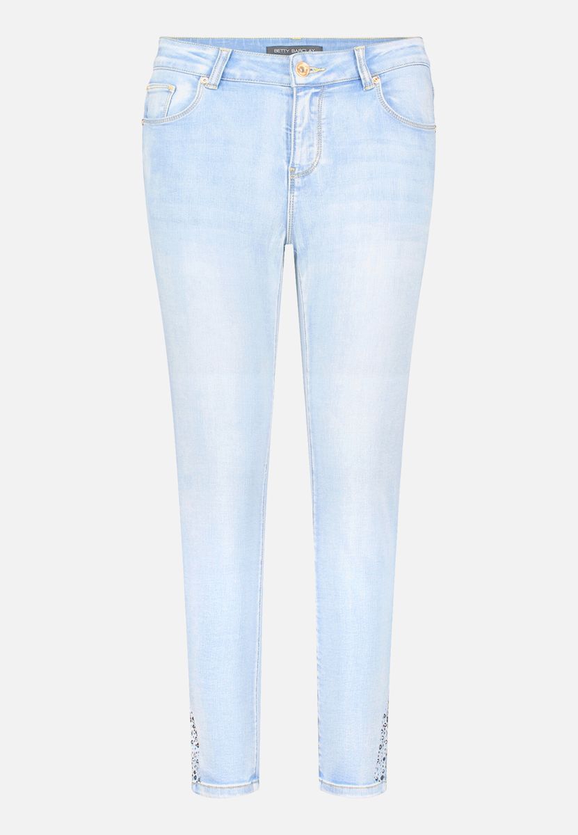 Schmal geschnittene 7/8-Jeans mit Strass