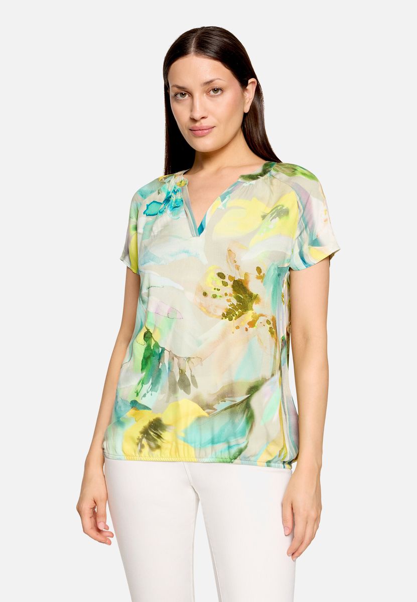 Fließende Satinbluse mit Blumenprint