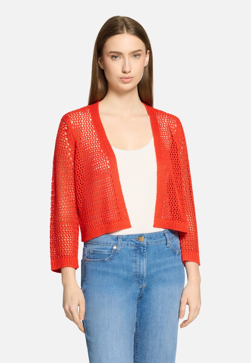 Kurzstrickjacke mit Lochmuster