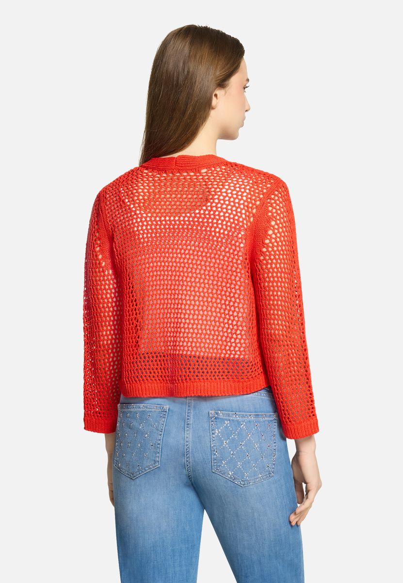 Kurzstrickjacke mit Lochmuster