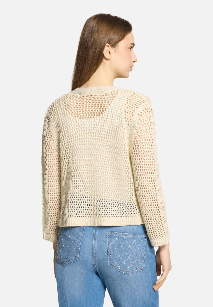 Strickjacke mit Lochmuster ohne Verschluss