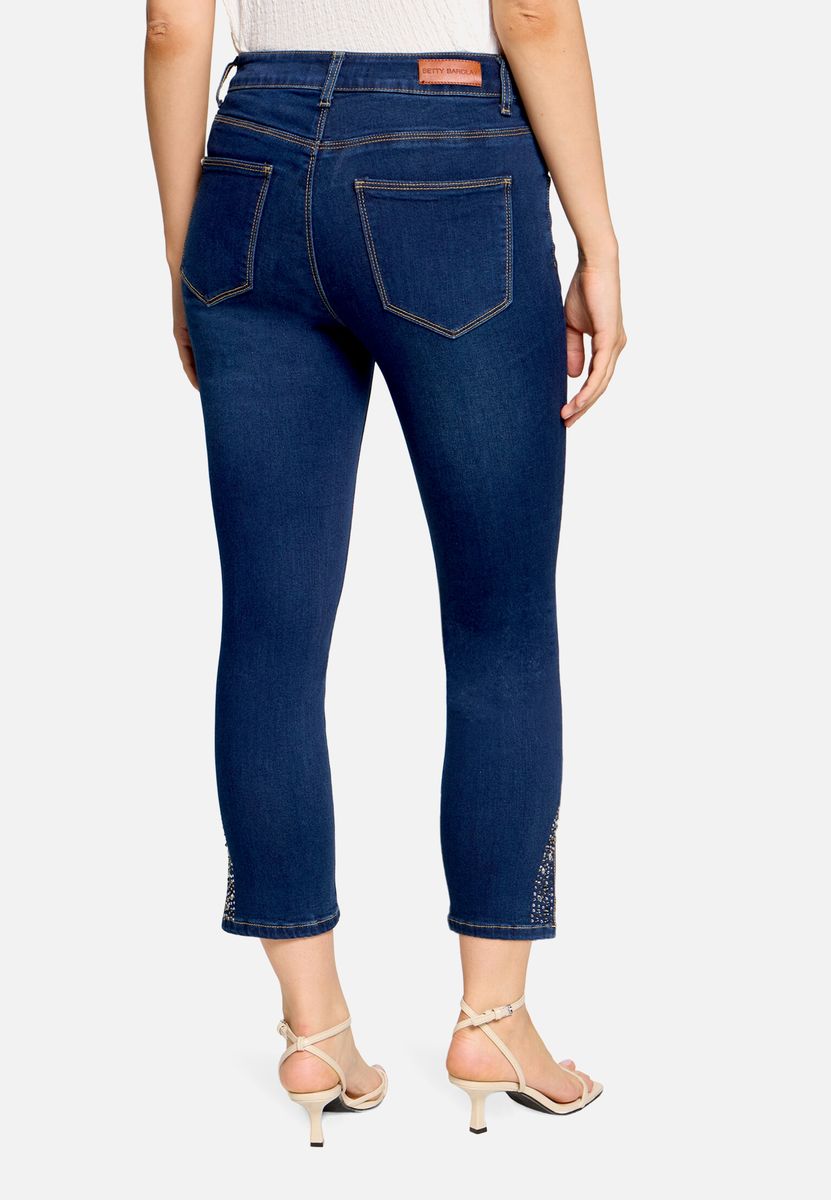 Slim-Fit 7/8-Jeans mit Strassbesatz
