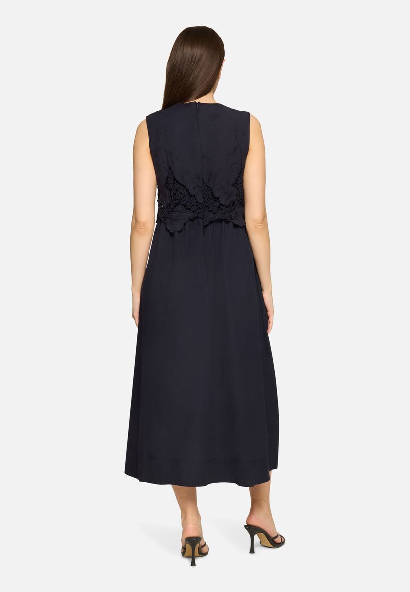 V-Ausschnitt Midikleid mit Spitzenbesatz