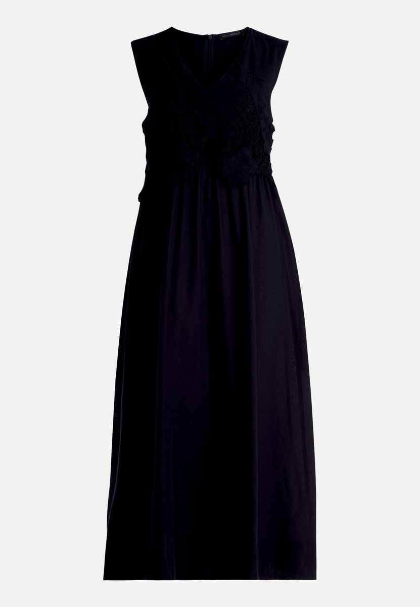 V-Ausschnitt Midikleid mit Spitzenbesatz