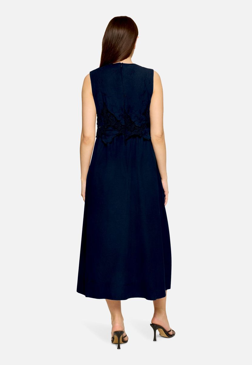V-Ausschnitt Midikleid mit Spitzenbesatz
