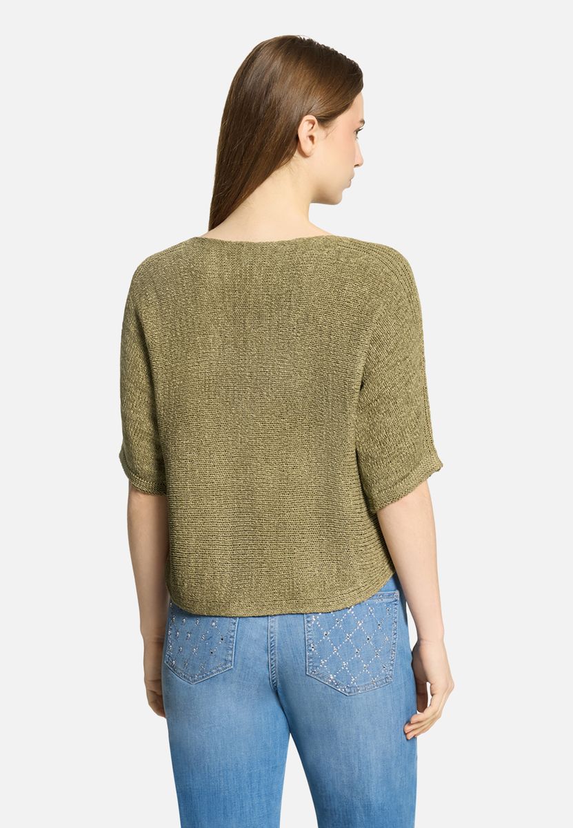 Strukturierter Kurzarm-Strickpullover