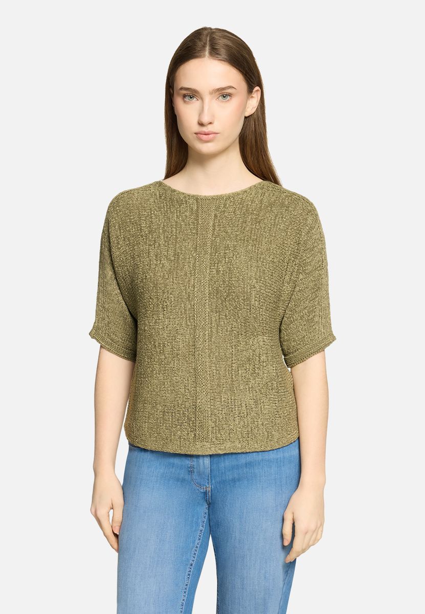 Strukturierter Kurzarm-Strickpullover