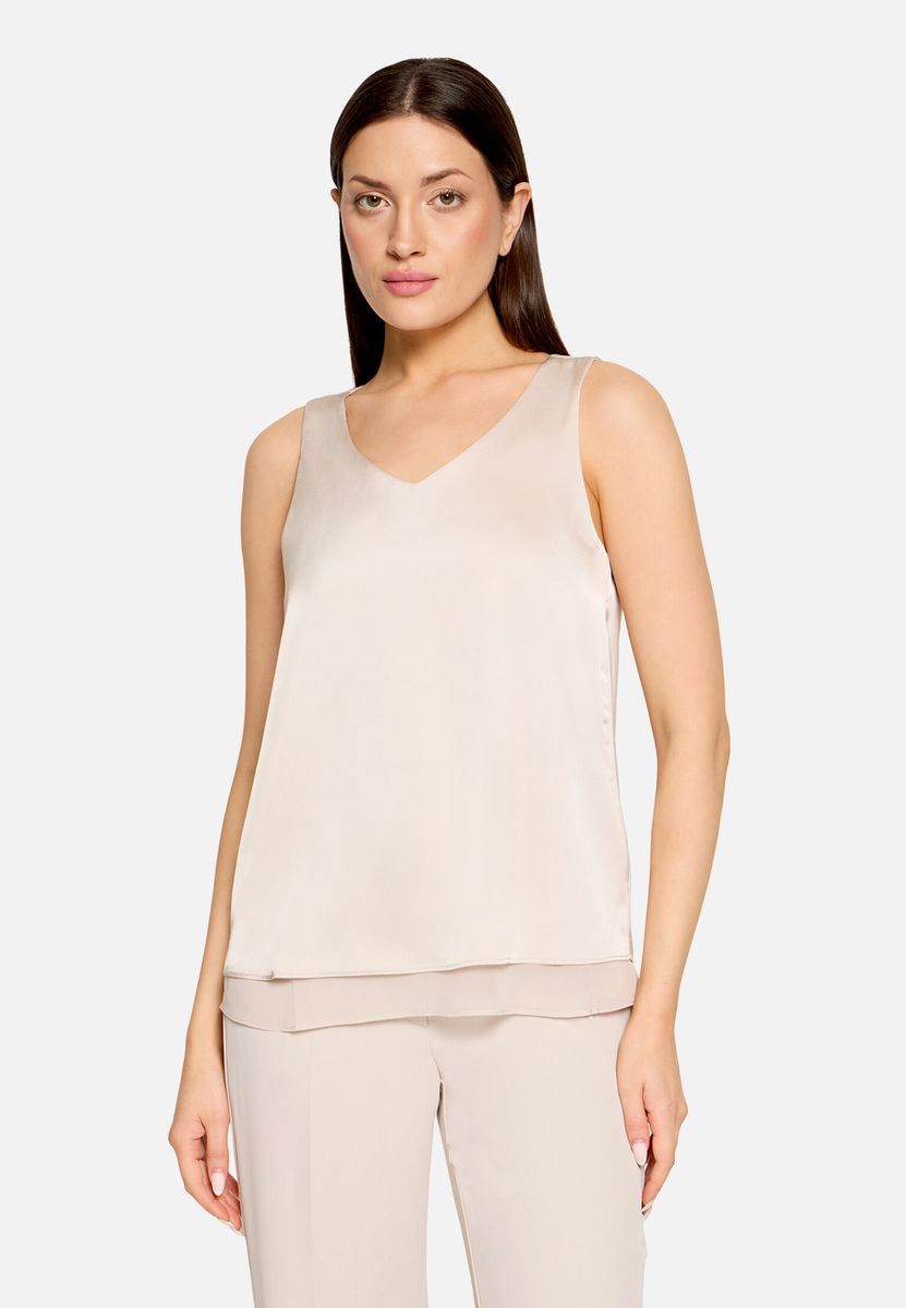 Elegantes Satin-Blusentop mit V-Ausschnitt