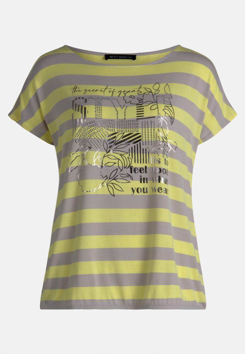 Gestreiftes Printshirt mit Gummizug