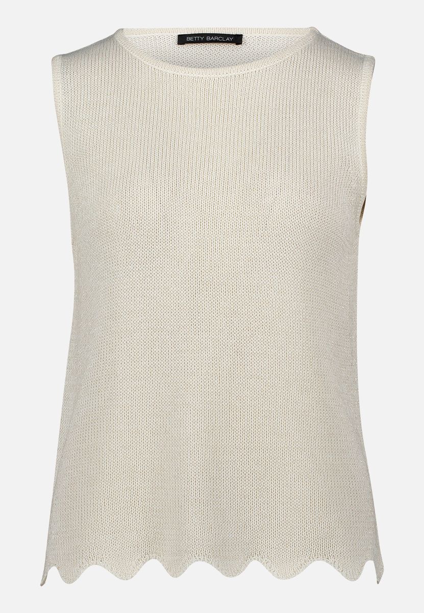 Ärmelloses Stricktop mit Wellensaum