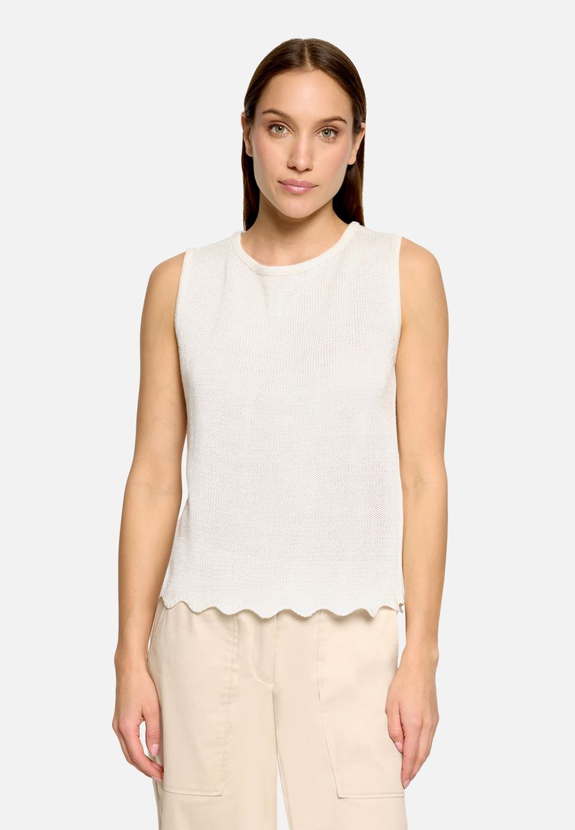 Ärmelloses Stricktop mit Wellensaum